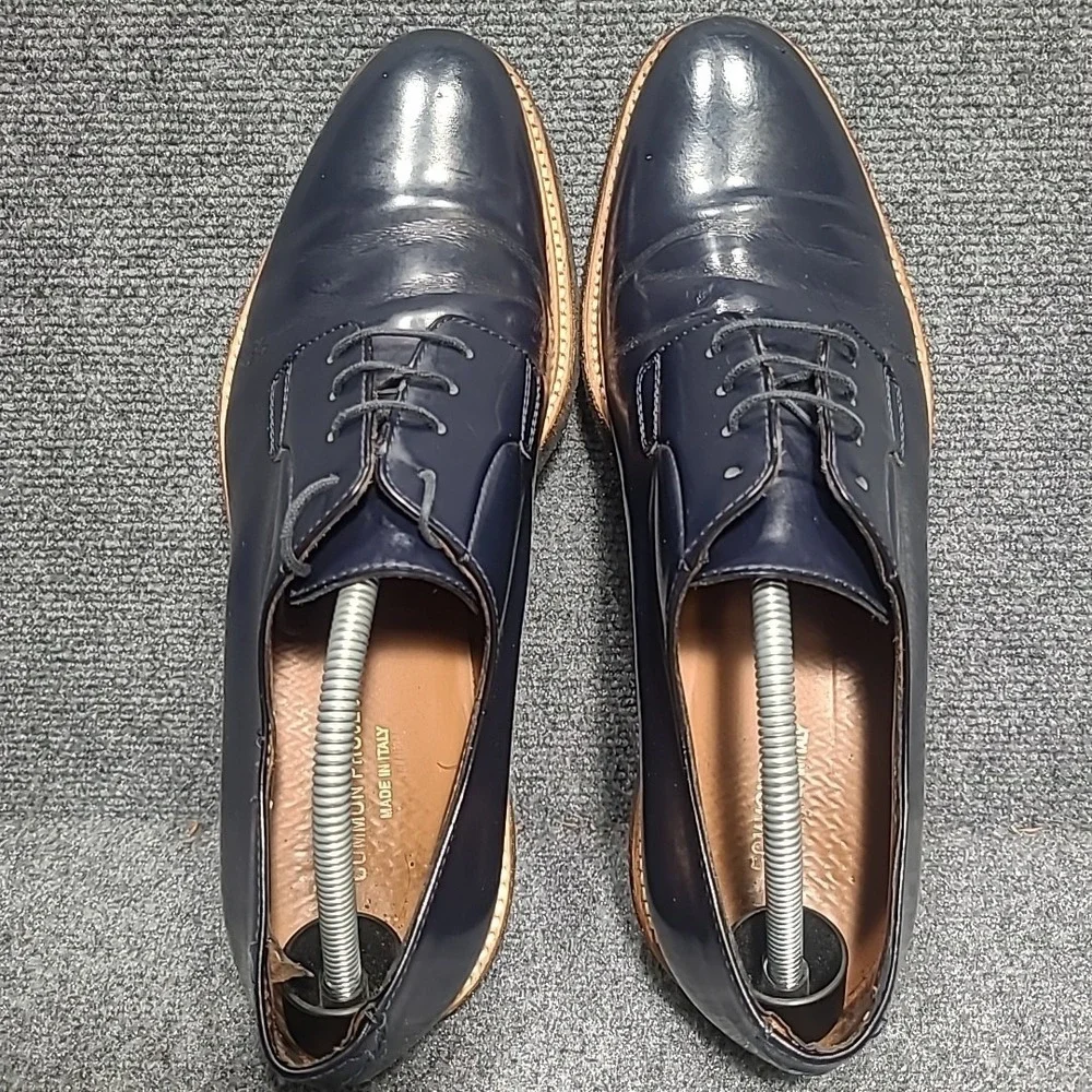 Common Projects Derby Shine Navy Blue Patent Leather EU44 US11